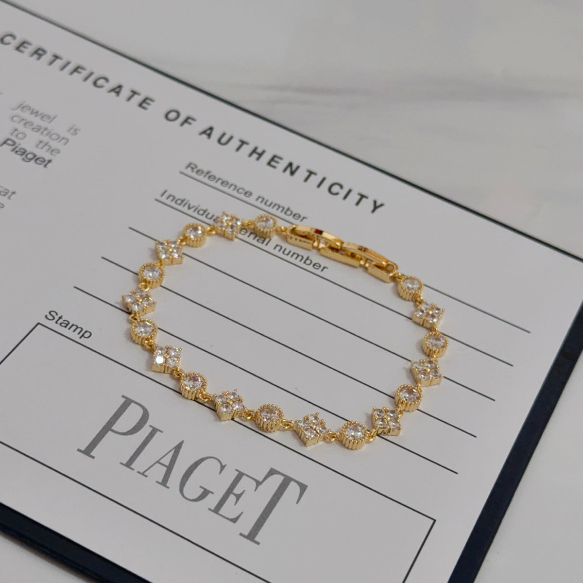 gold crystal inlaid Bracelet for women - alternate angle view 9