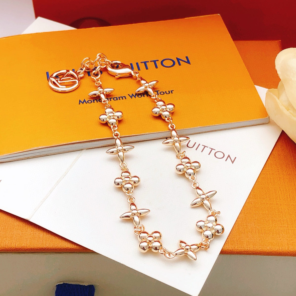 rose gold brass rose Bracelet for women - alternate angle view 6