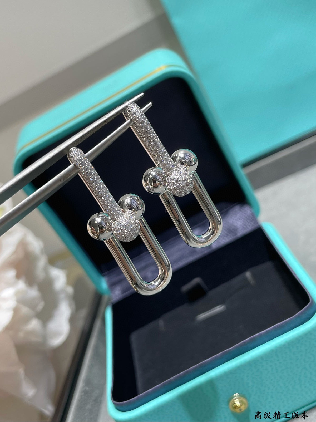 crystal horseshoe Drop Earrings for women - alternate angle view 8