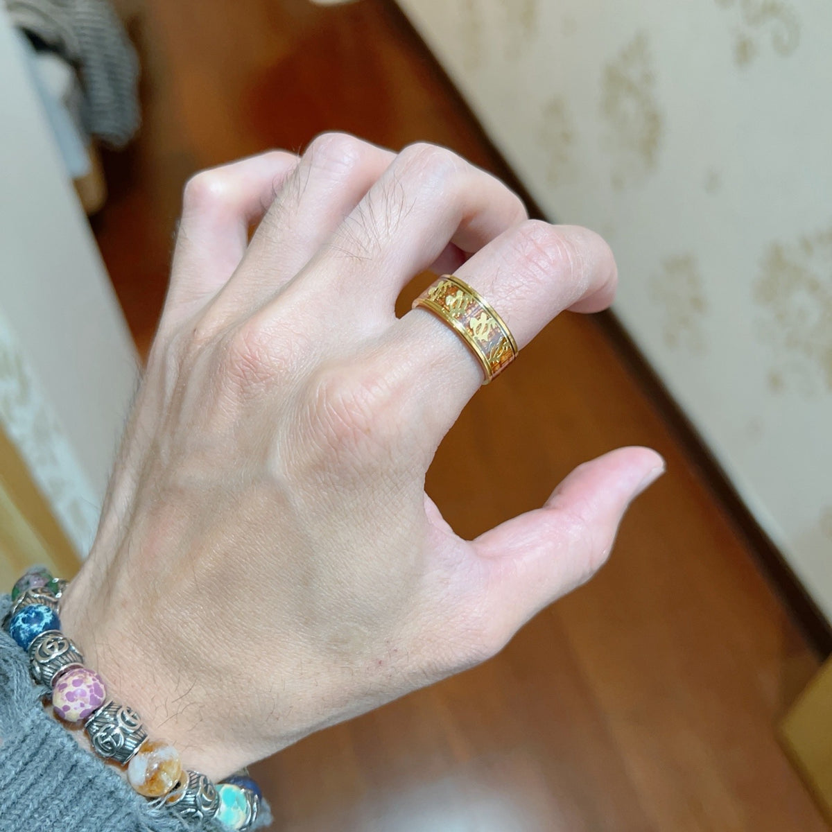 gold double g Ring for men - alternate angle view 9
