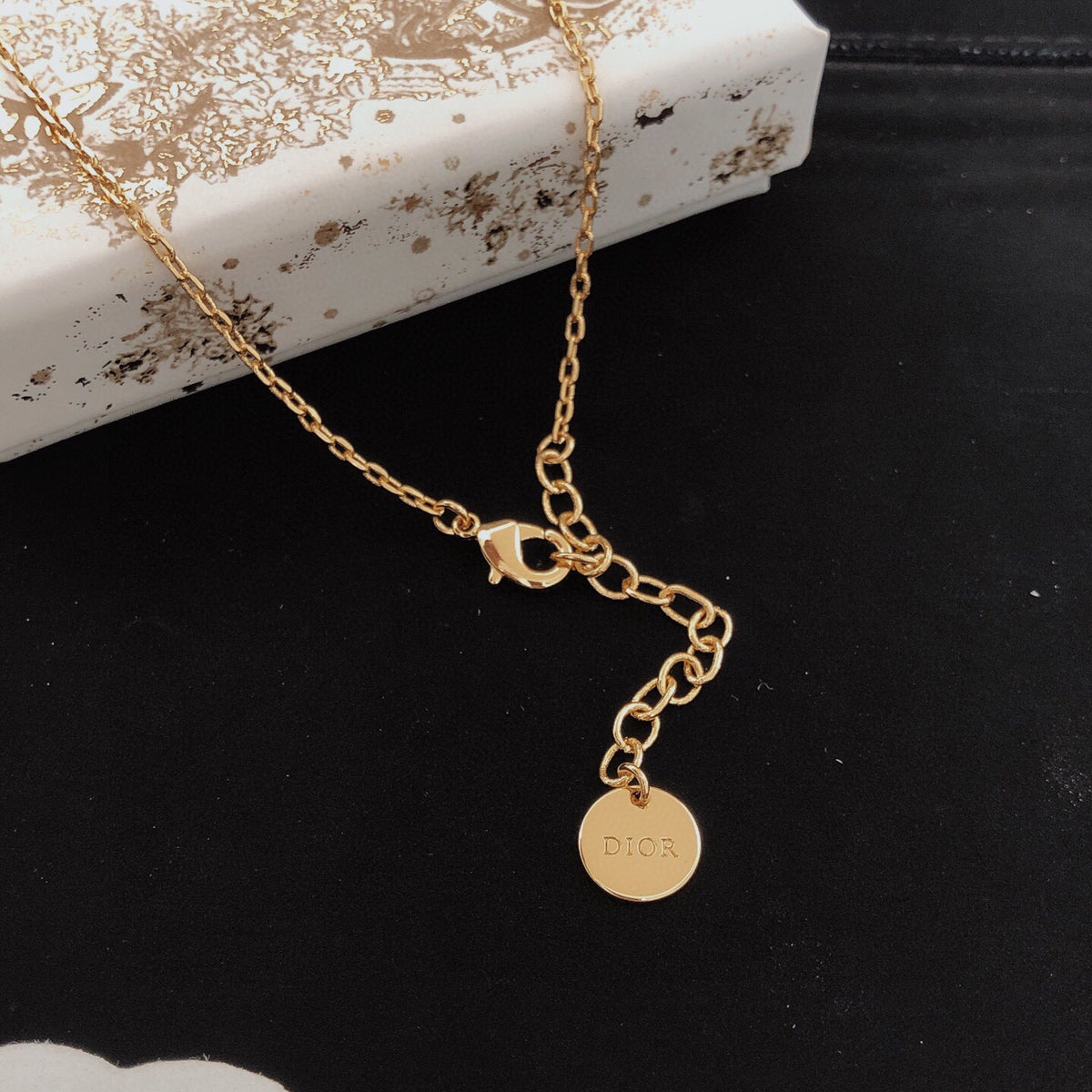 beige brass Necklace for women - alternate angle view 9