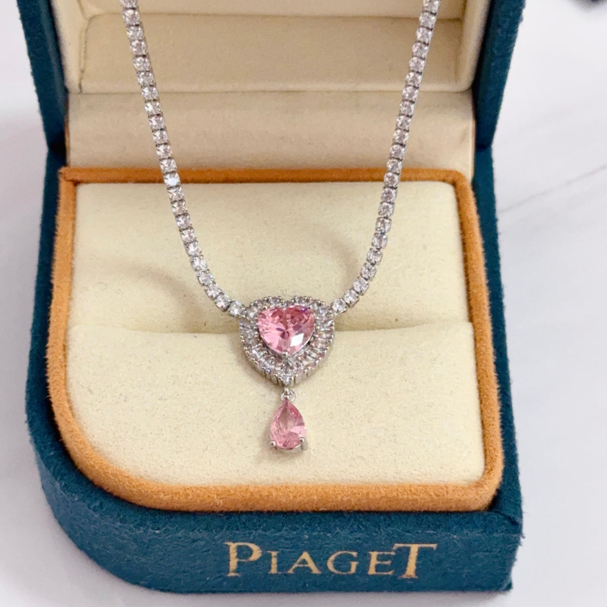 gold crystal inlaid Necklace for women - alternate angle view 9