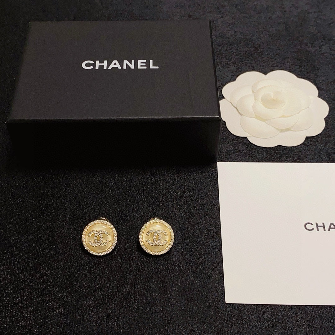 yellow silver post double c Stud Earrings for women - alternate angle view 9