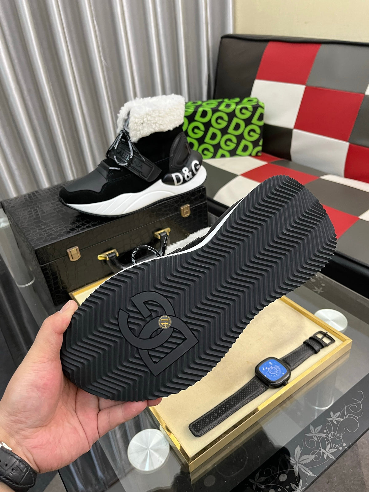 Dolce & Gabbana DG Silk Calfskin & Nubuck Casual Sneakers