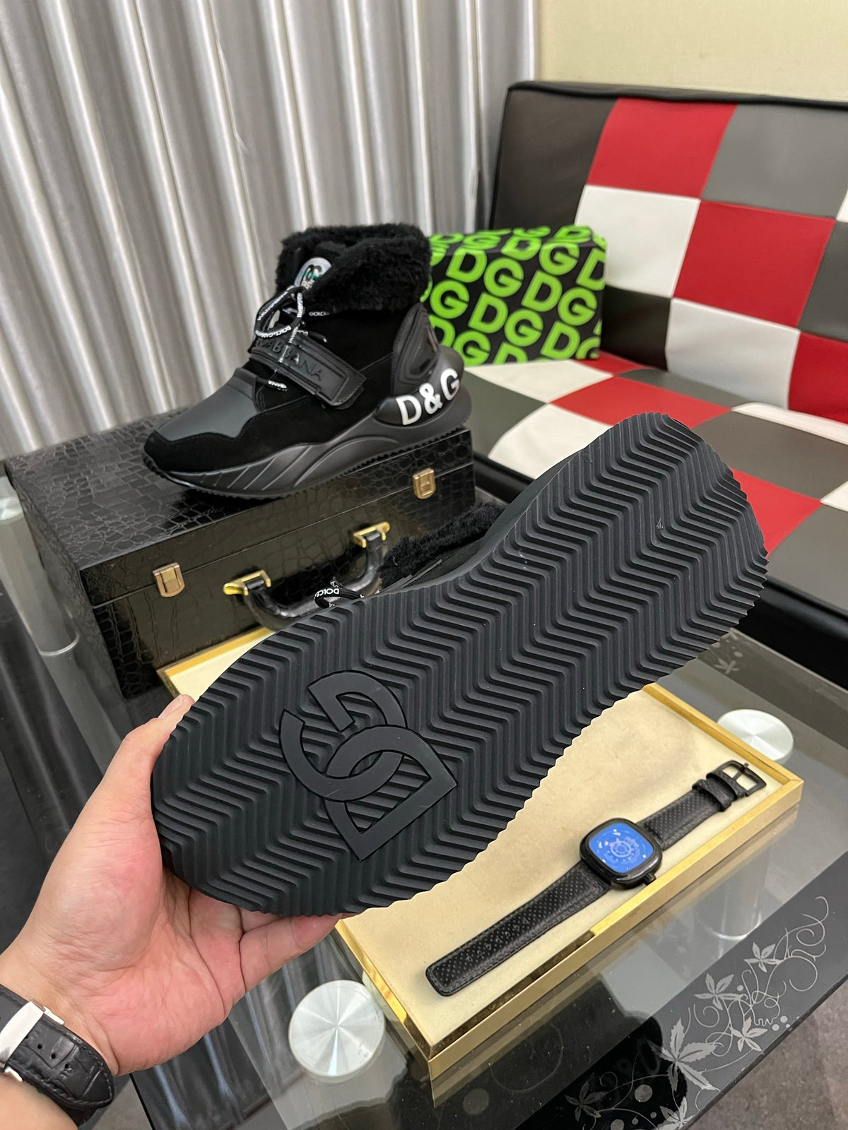 Dolce & Gabbana DG Silk Calfskin & Nubuck Casual Sneakers
