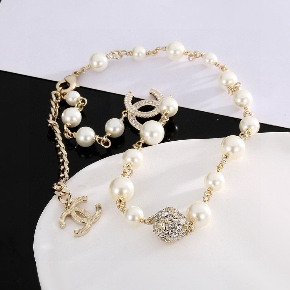 gold brass double c Necklace for women - alternate angle view 7