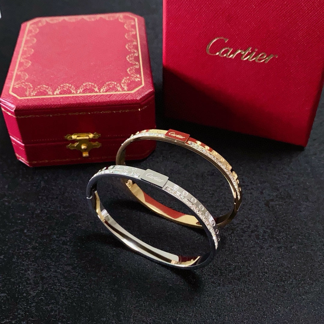 white crystal crystal inlaid Bangle for women - alternate angle view 9
