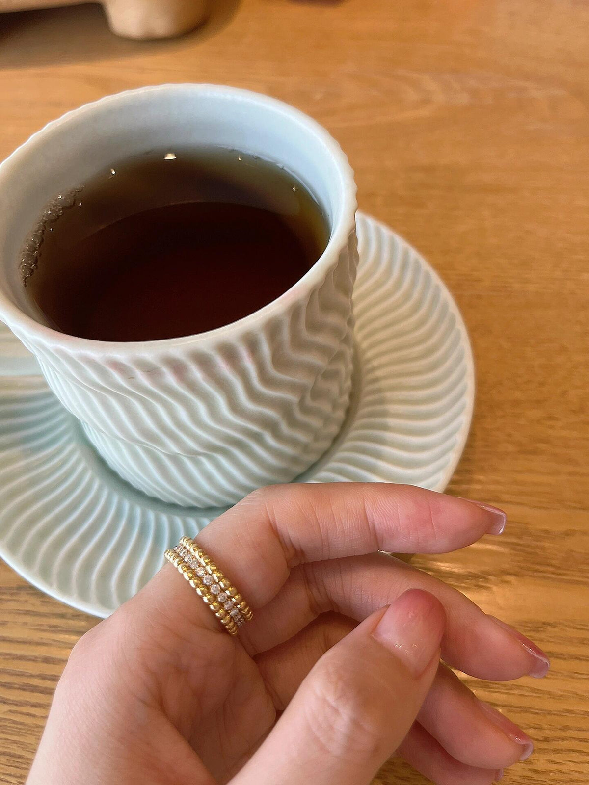 gold brass crystal inlaid Ring for women - alternate angle view 11