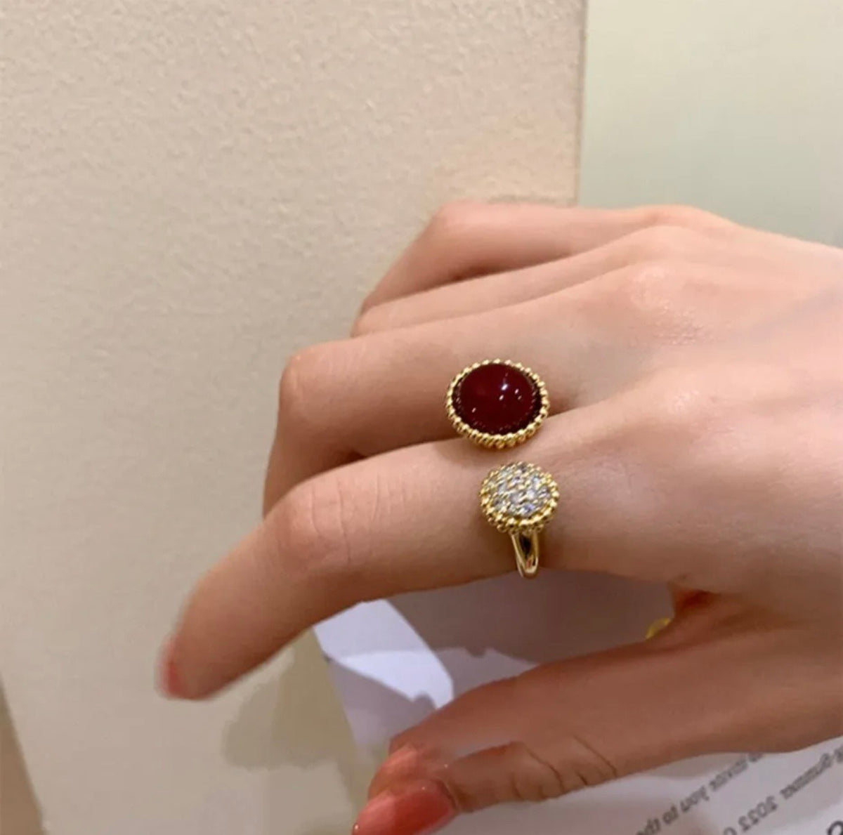 rose gold brass rose Ring for women - alternate angle view 14