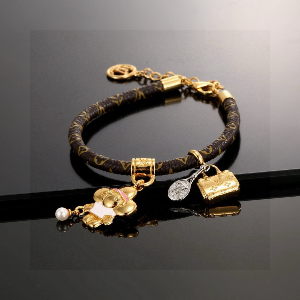 gold crystal floral Bracelet for women - alternate angle view 6