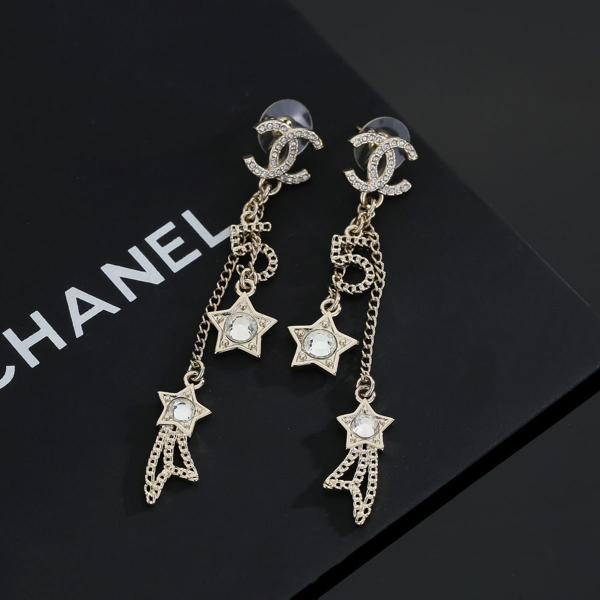 yellow brass Stud Earrings for women - alternate angle view 6