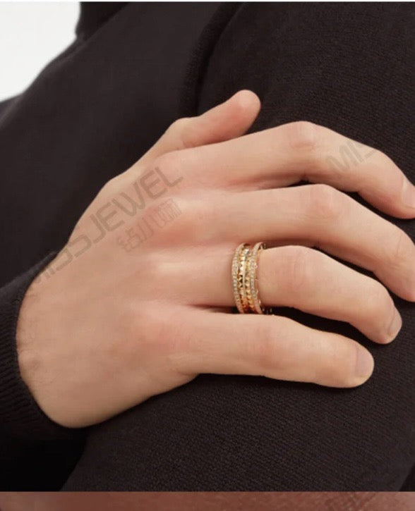 rose gold crystal rose Ring for men - alternate angle view 9