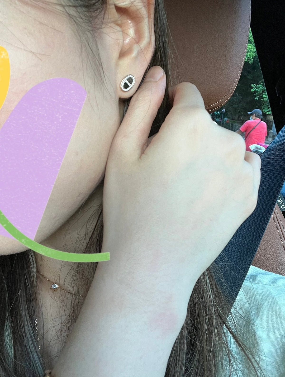 rose gold brass rose Stud Earrings for women - alternate angle view 8