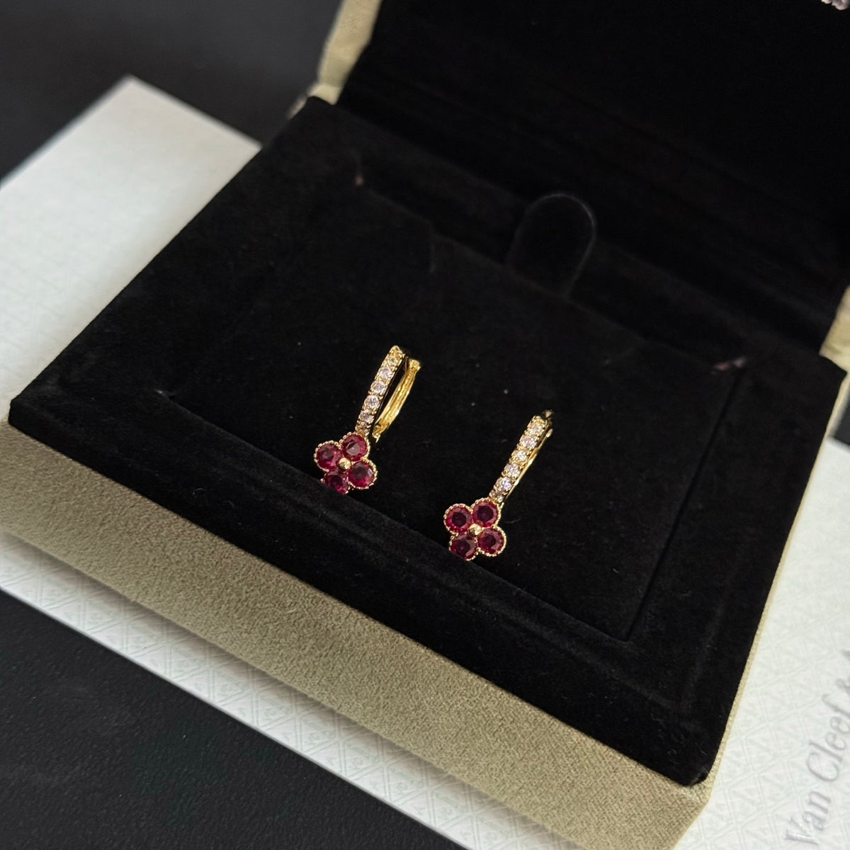gold crystal clover Stud Earrings for women - alternate angle view 6