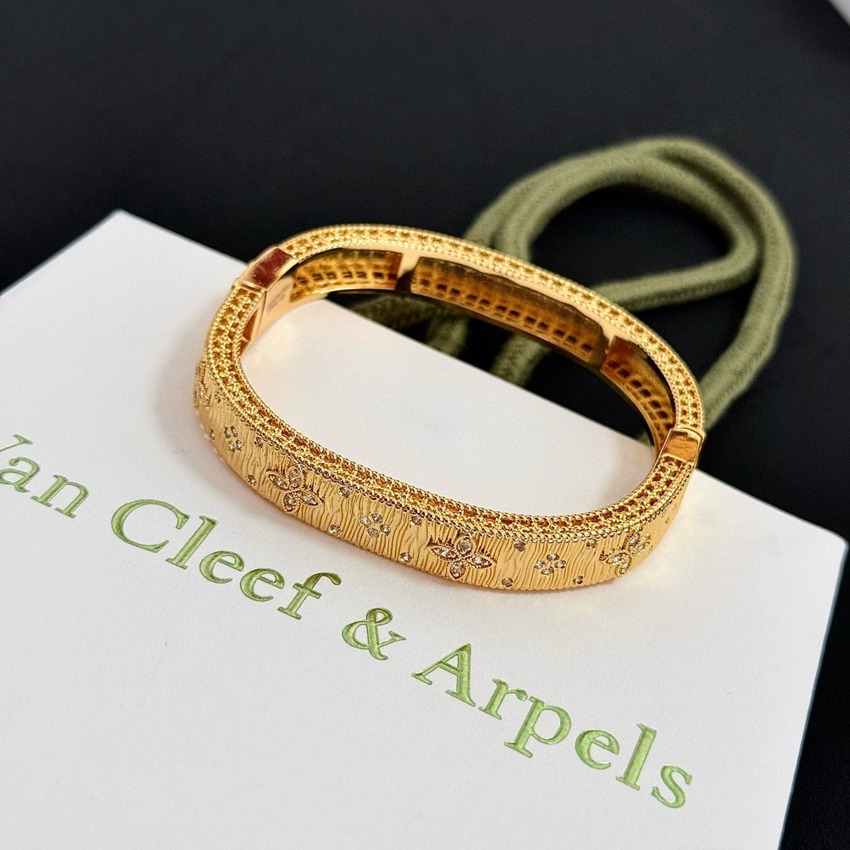 gold crystal clover Bangle for women - alternate angle view 10