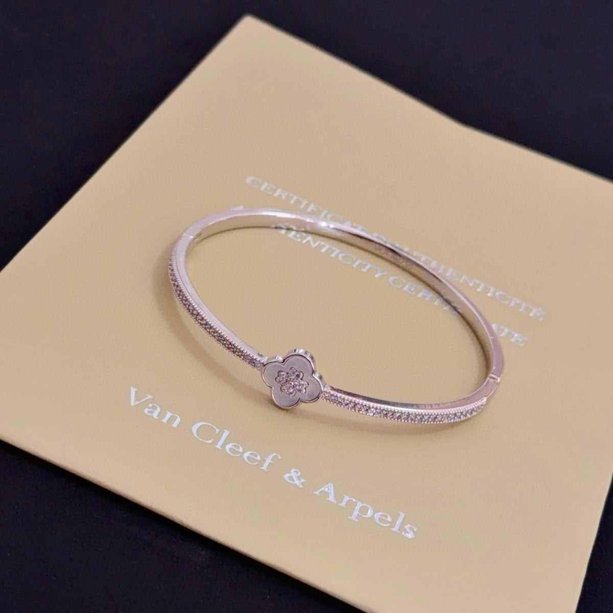 gold crystal clover Bangle for women - alternate angle view 9