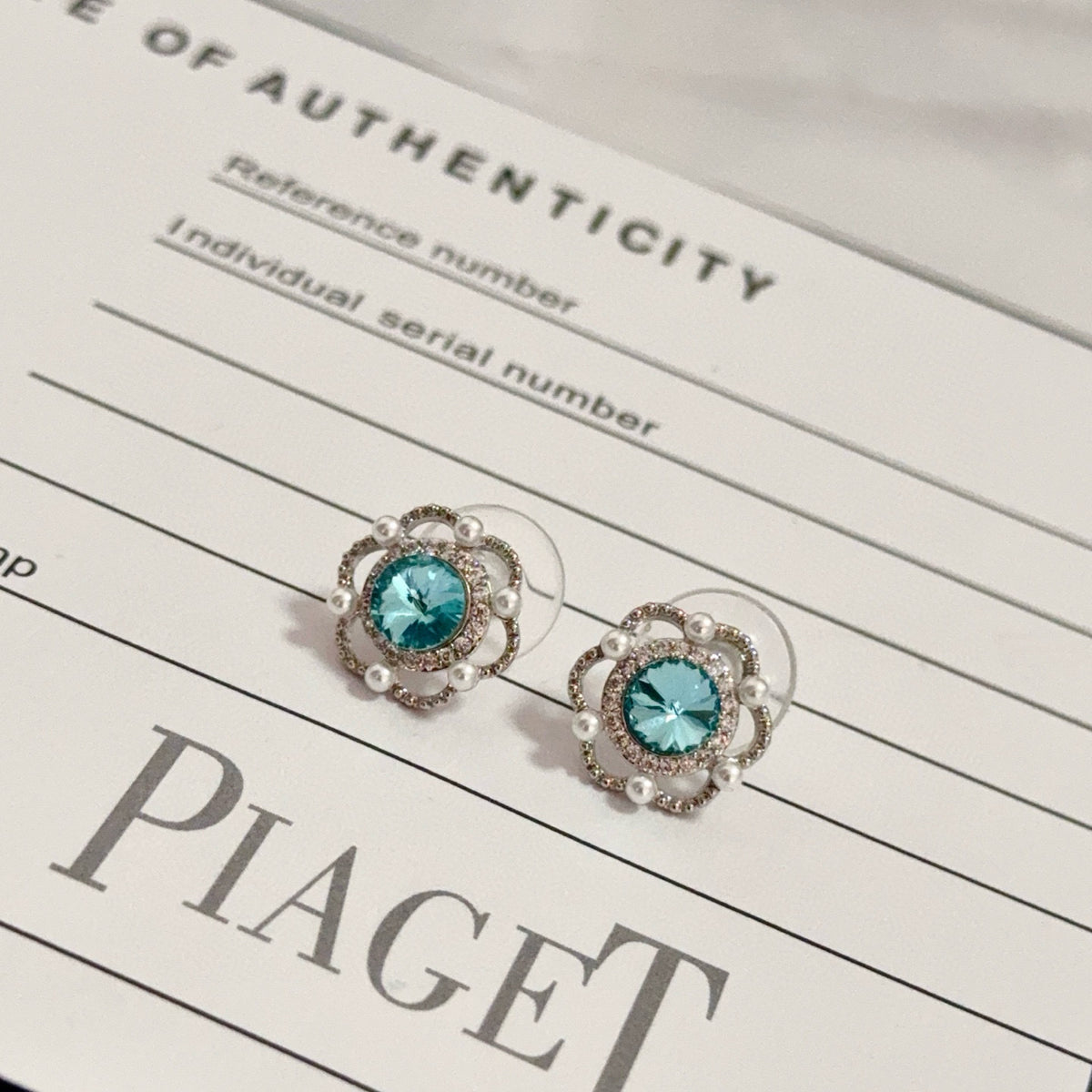 gold crystal inlaid Stud Earrings for women - alternate angle view 6