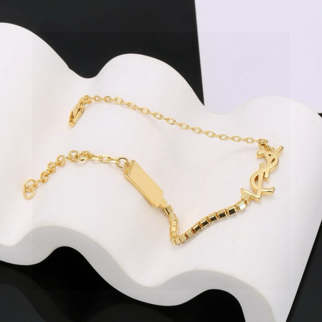 yellow brass elegant Bracelet for women - alternate angle view 9