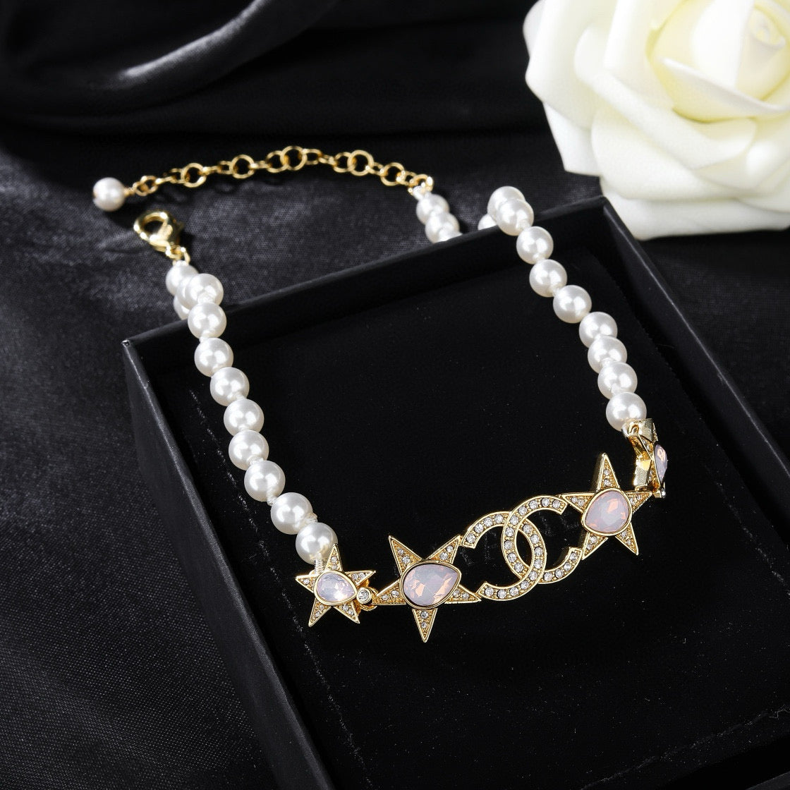 yellow brass double c Necklace for women - alternate angle view 8