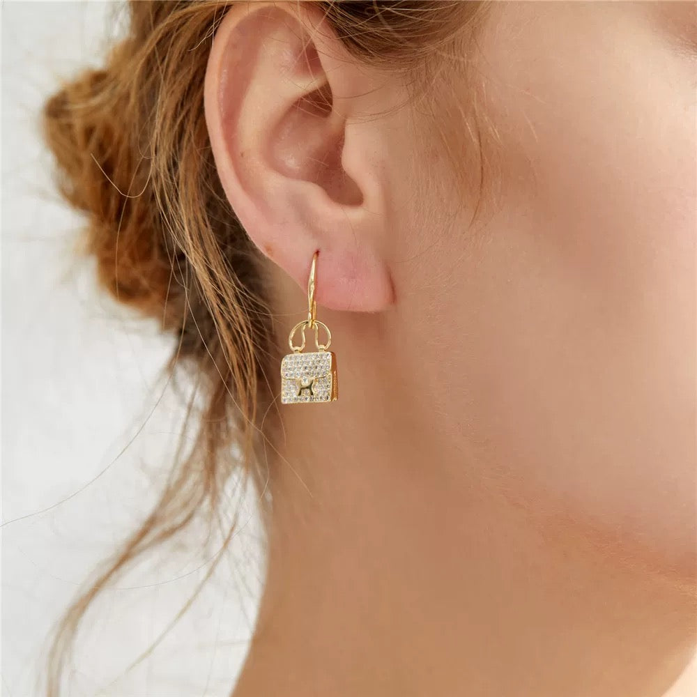 rose gold brass rose Stud Earrings for women - alternate angle view 12