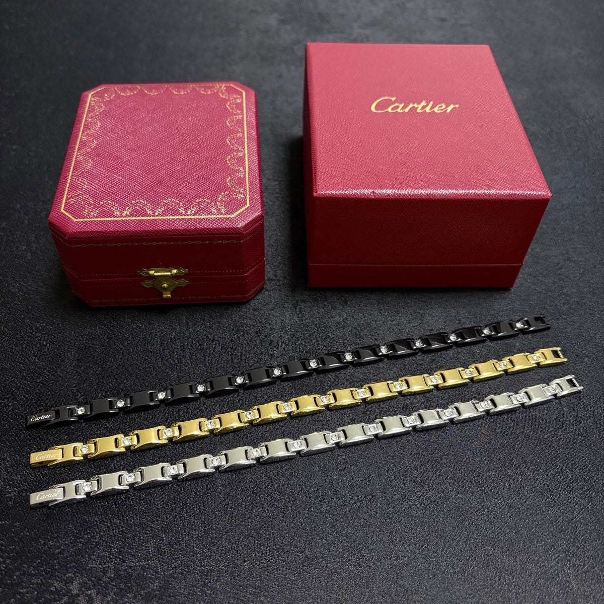 gold crystal chain Bracelet for men - alternate angle view 9