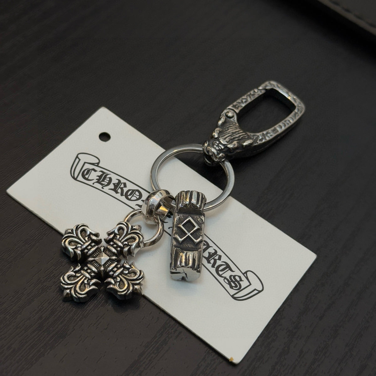 silver cross Keychain for men - alternate angle view 9