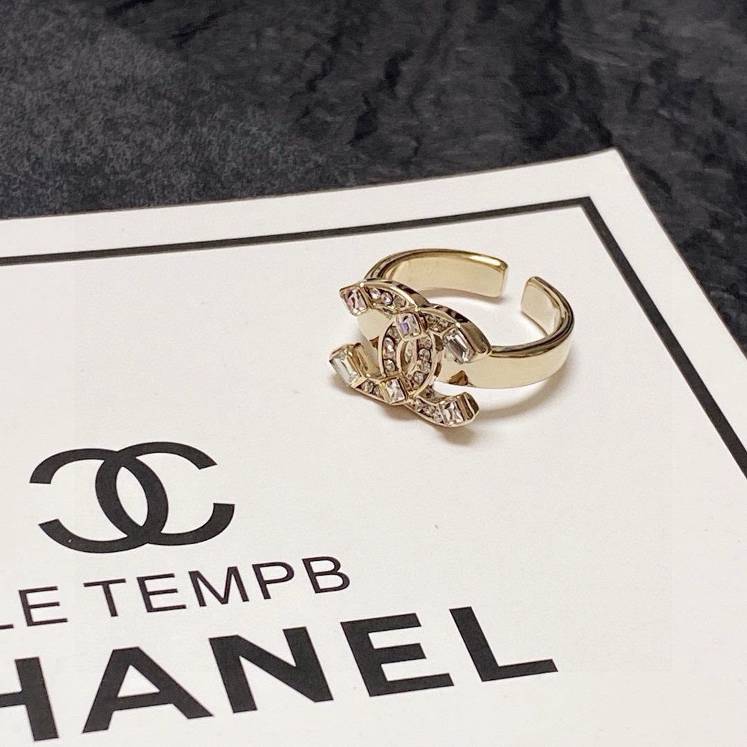 white crystal letter Ring for women - alternate angle view 9
