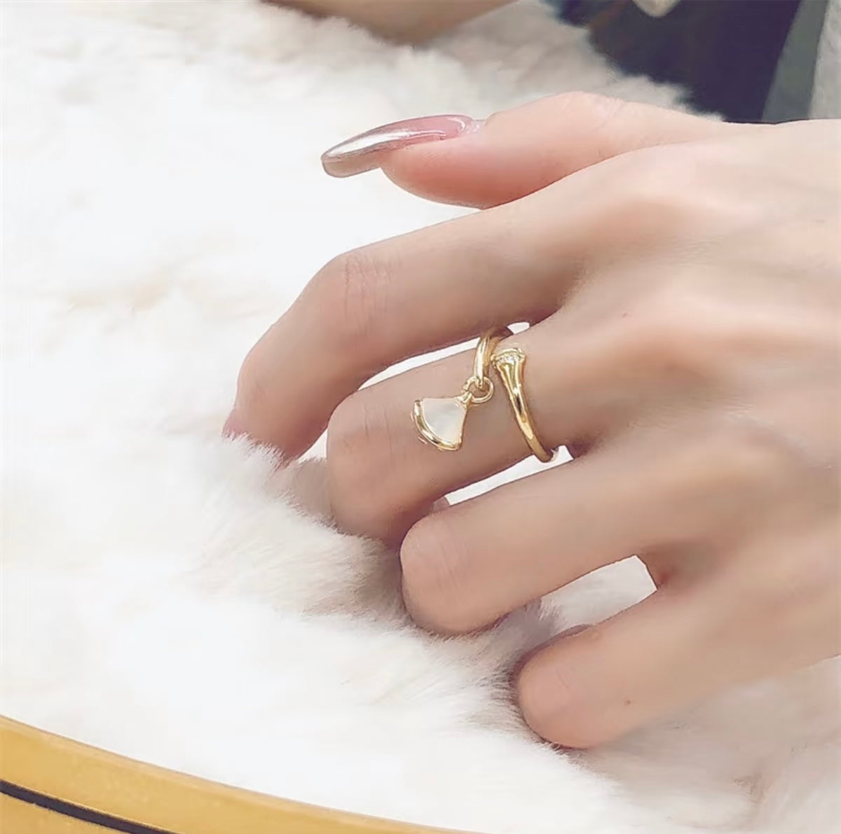 rose gold brass rose Ring for women - alternate angle view 11