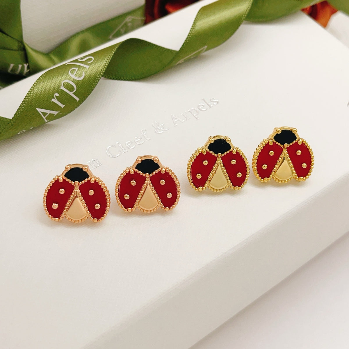 gold brass luxury Stud Earrings for women - alternate angle view 7