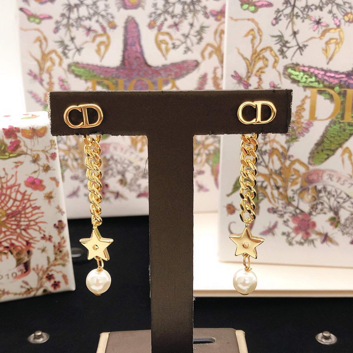yellow brass tassel Stud Earrings for women - alternate angle view 5