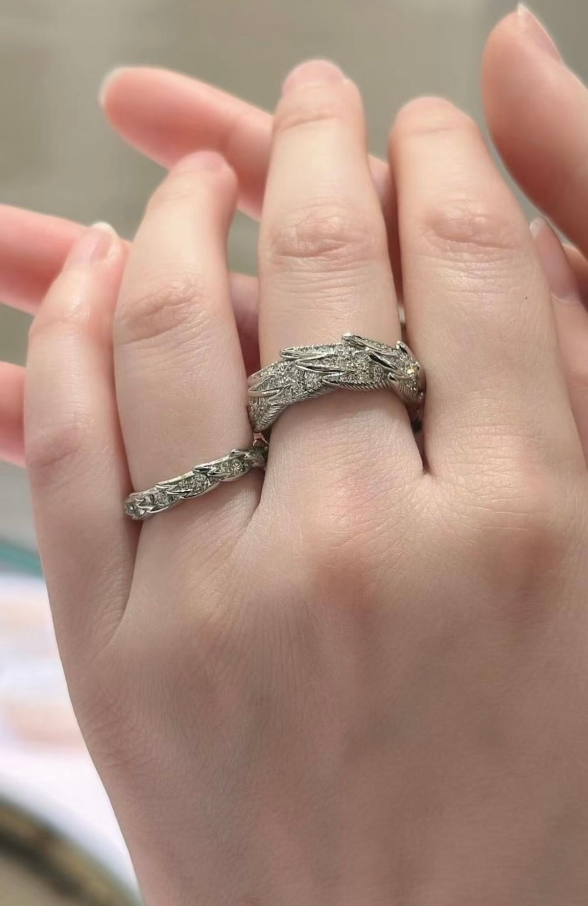 silver brass crystal inlaid Ring for women - alternate angle view 7