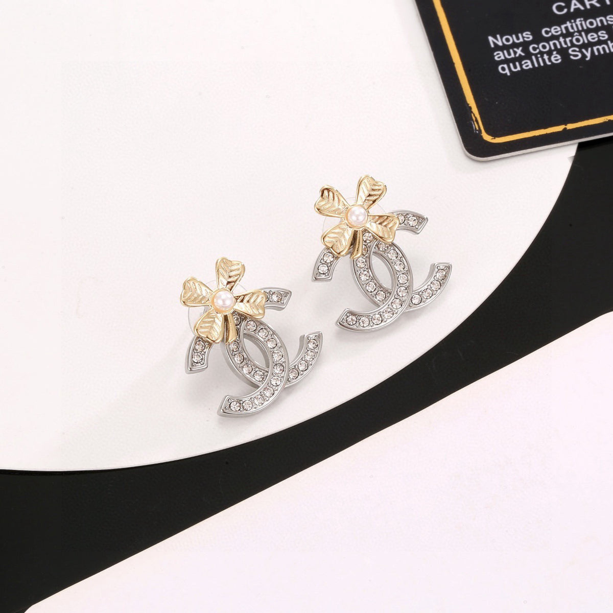 silver sterling silver clover Drop Earrings for women - alternate angle view 7