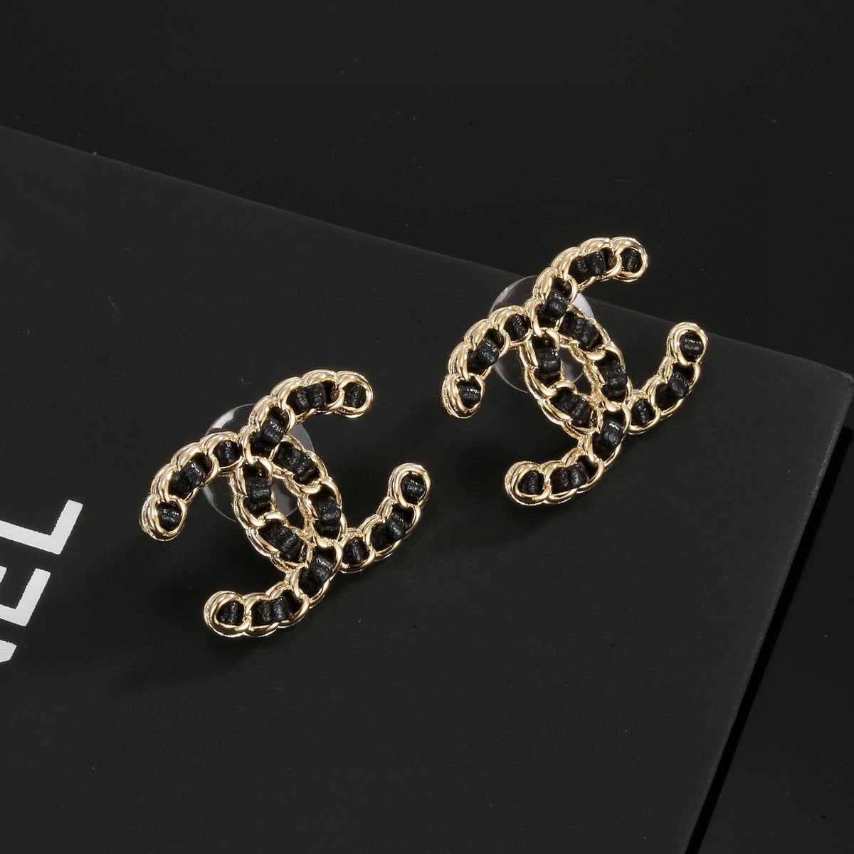 black leather luxury Drop Earrings for women - alternate angle view 6