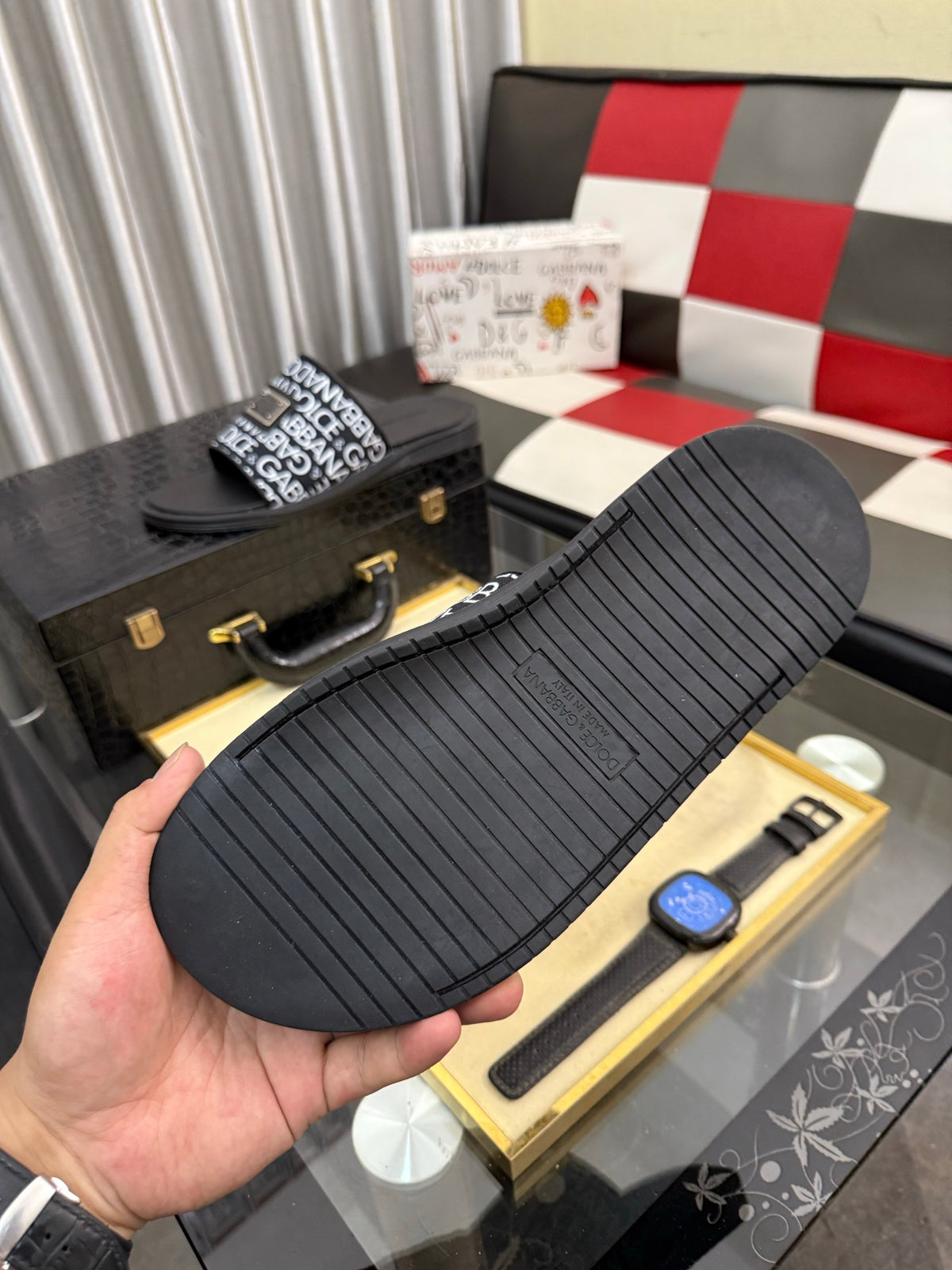 Dolce & Gabbana DG Men's PVC Slides with Molded TPU Sole