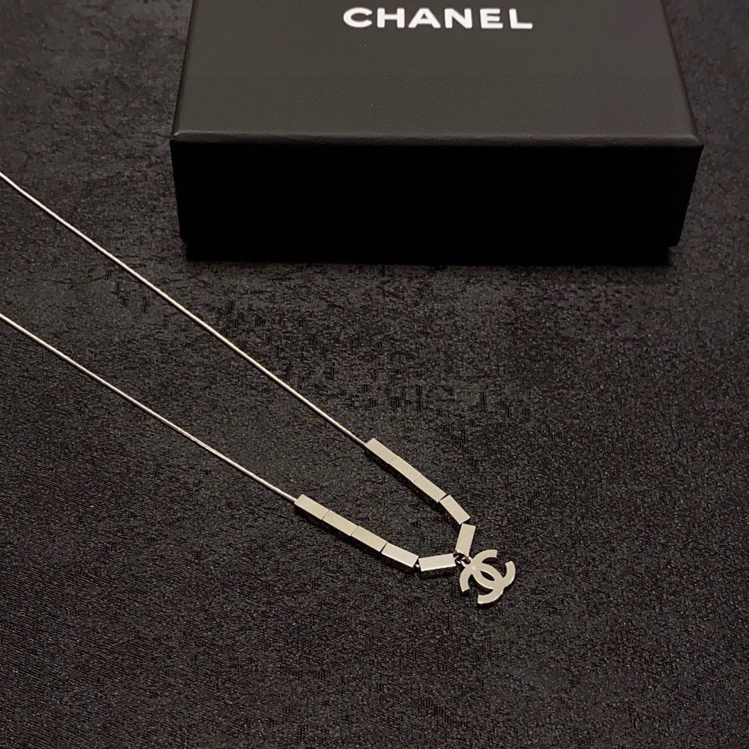 silver double c Pendant for women - alternate angle view 9