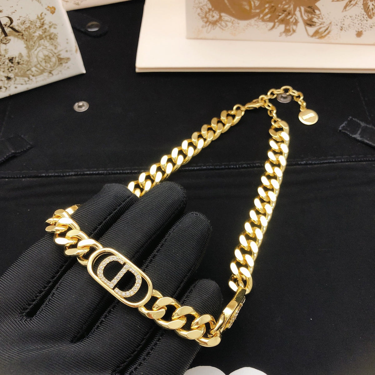 yellow brass Necklace for women - alternate angle view 4