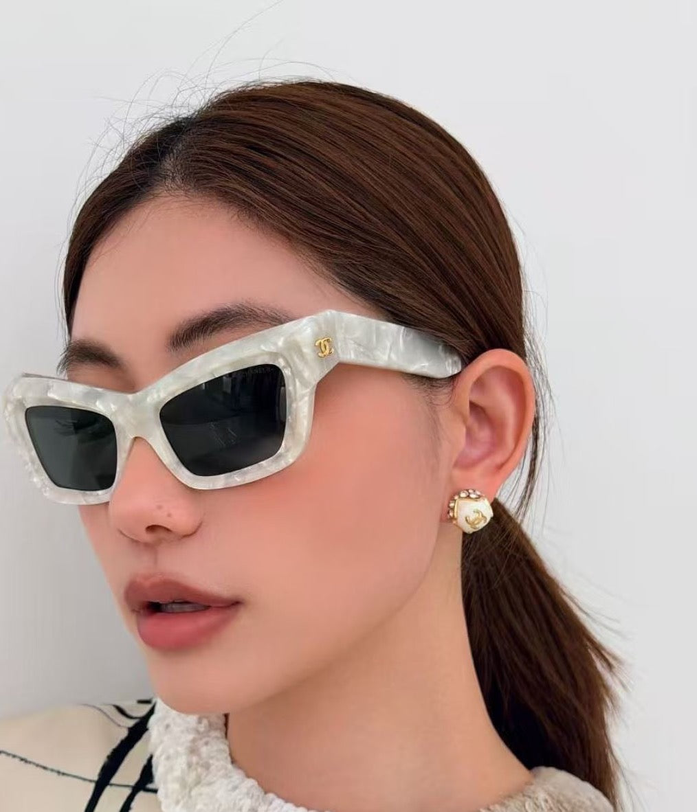 gold crystal double c Stud Earrings for women - alternate angle view 8