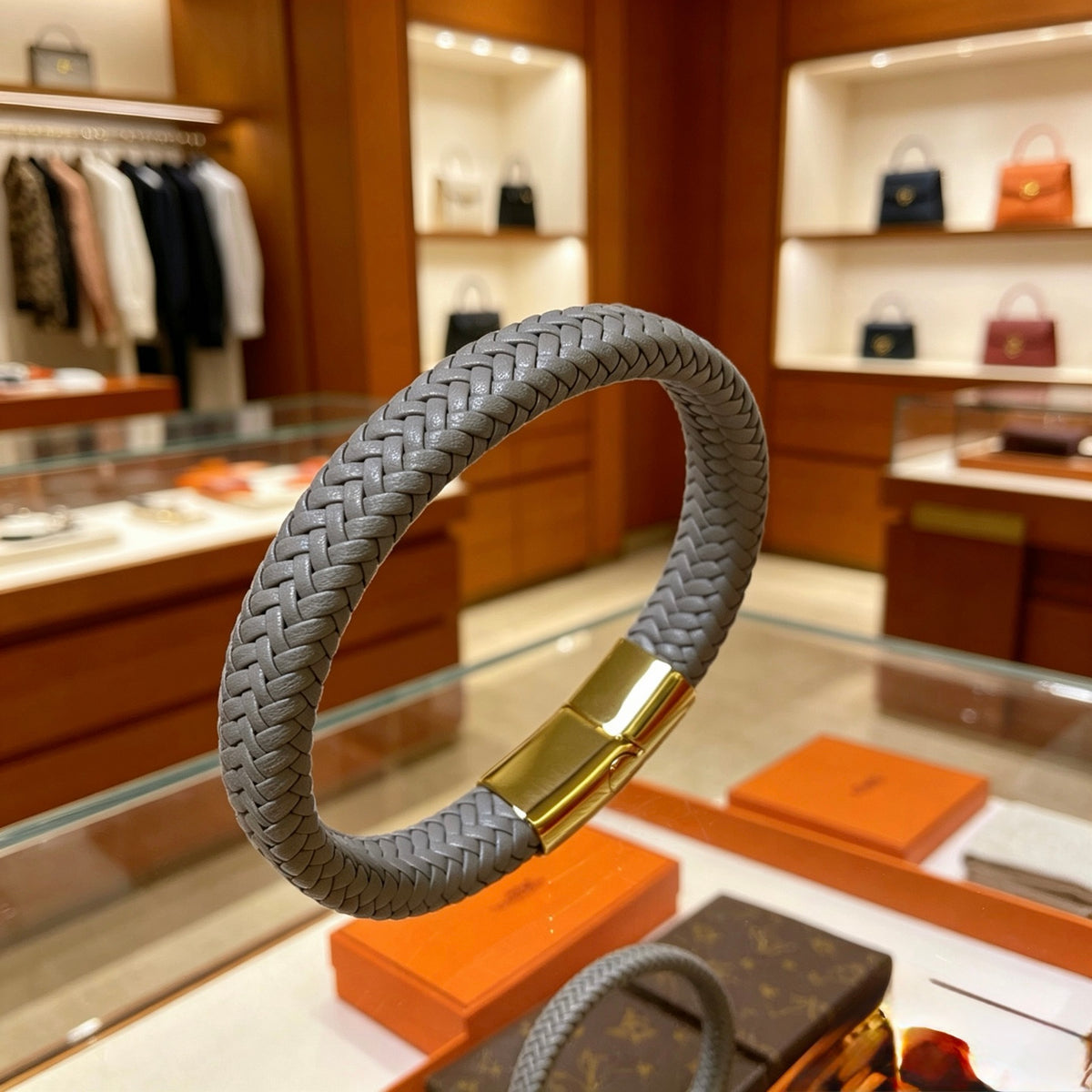 gold genuine leather trendy Bracelet for women - alternate angle view 9