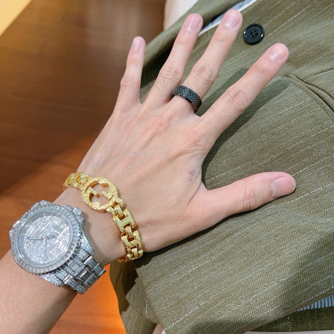 gold double g Ring for men - alternate angle view 9