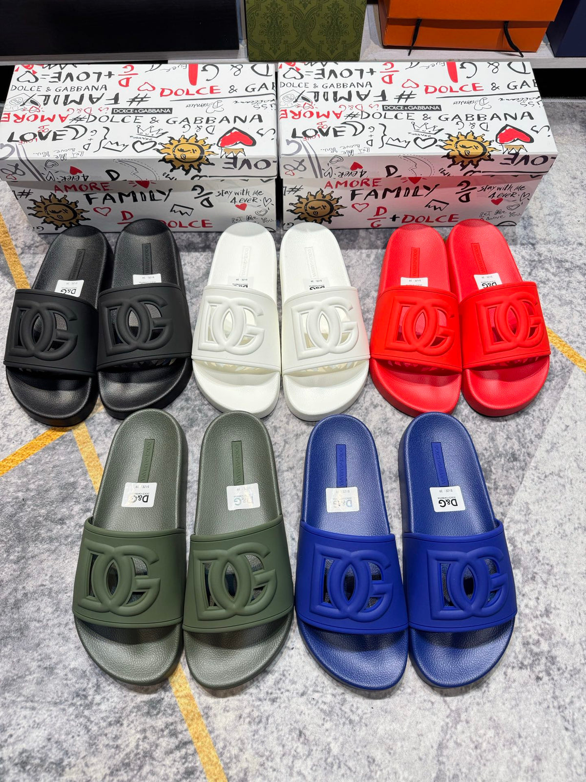 Dolce & Gabbana DG Men's Embossed-Logo PVC Slides