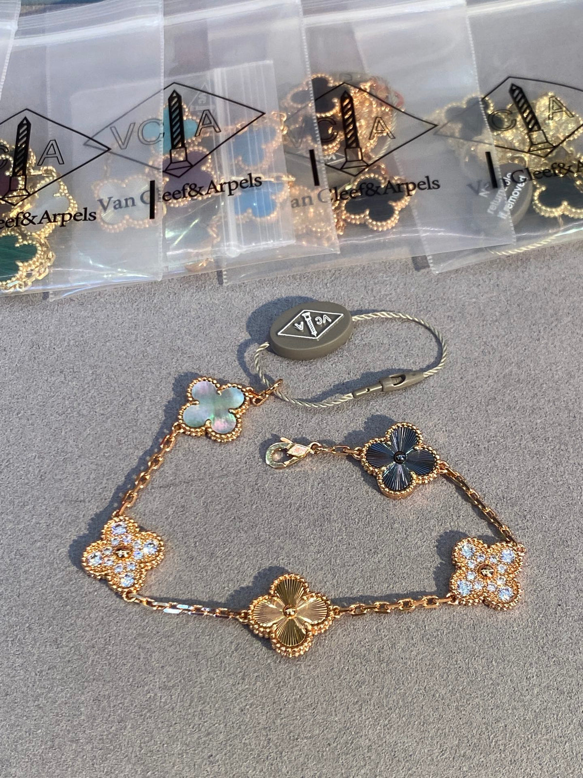 rose gold stone clover Bracelet for women - alternate angle view 6