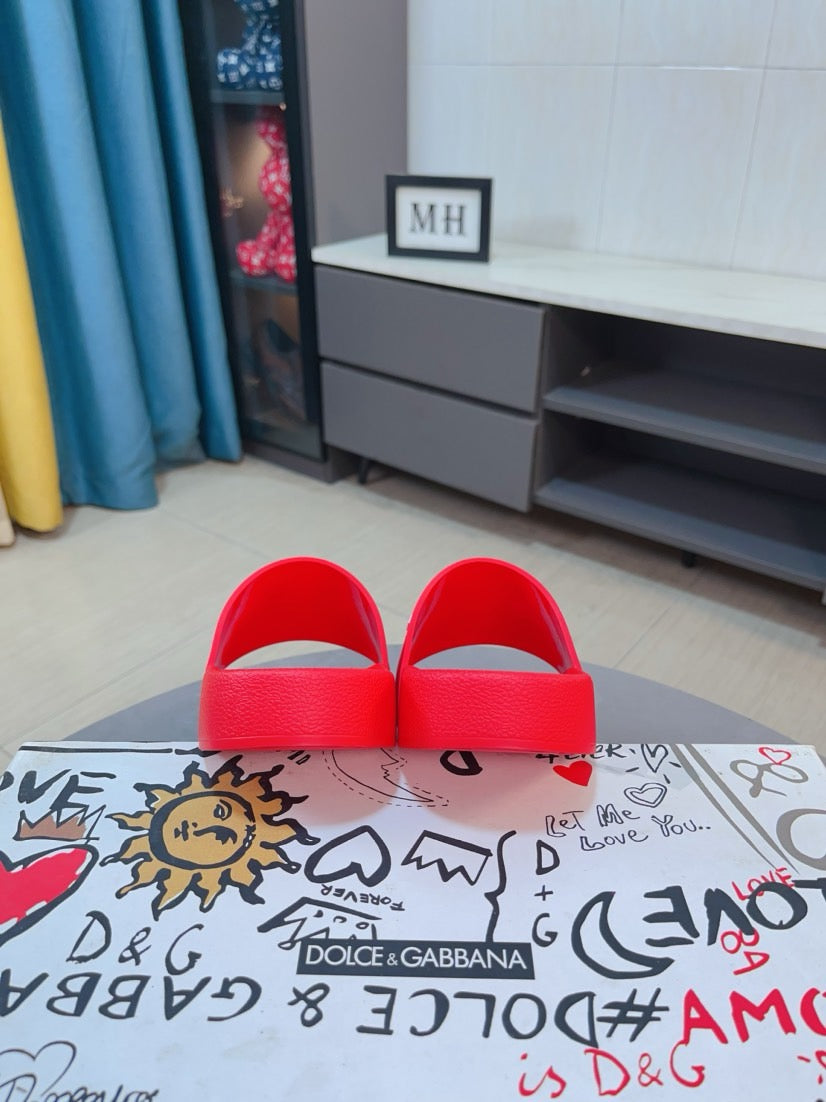 Dolce & Gabbana DG Men's Calfskin Puff Slides with Embossed Logo