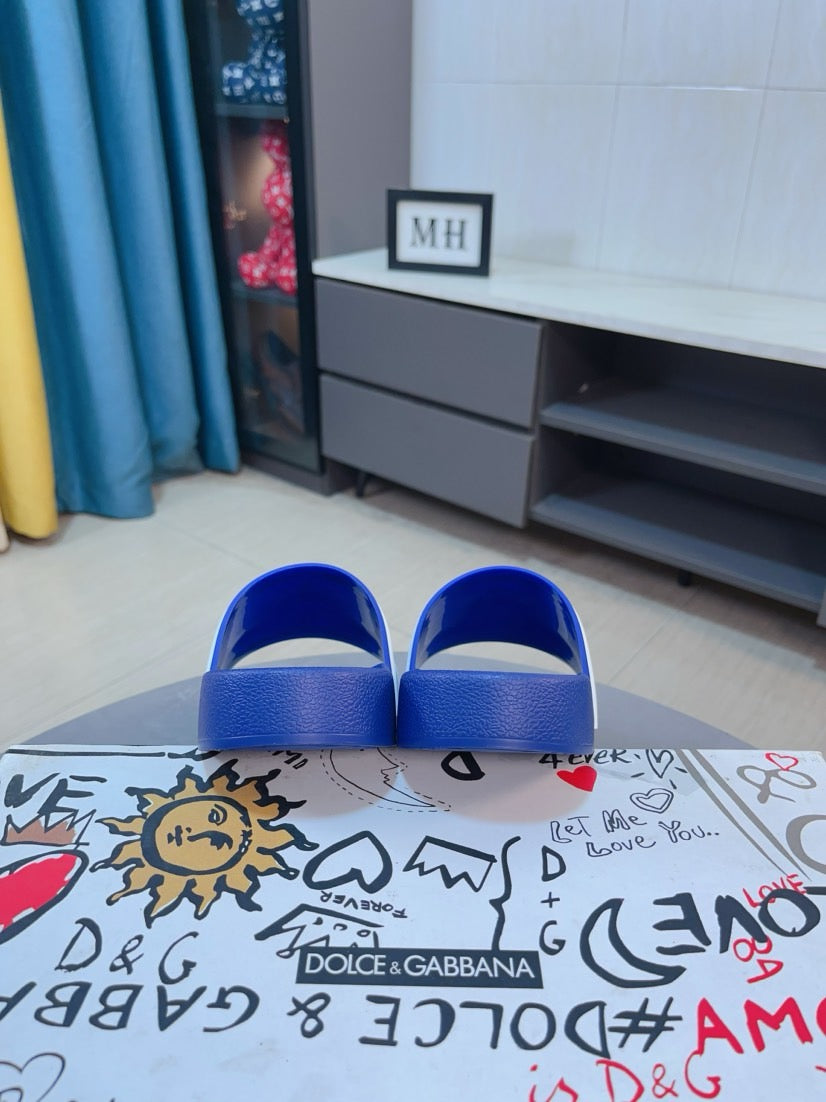 Dolce & Gabbana DG Men's Calfskin Puff Slides with Embossed Logo