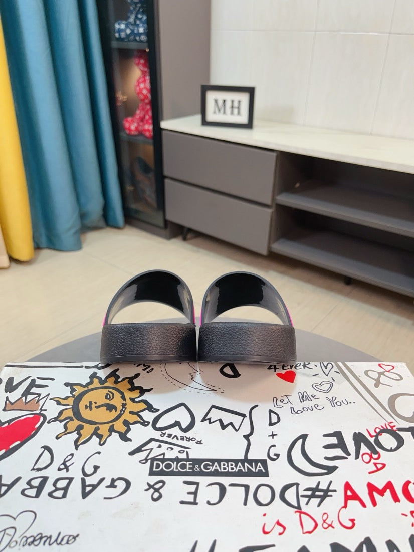 Dolce & Gabbana DG Men's Calfskin Puff Slides with Embossed Logo