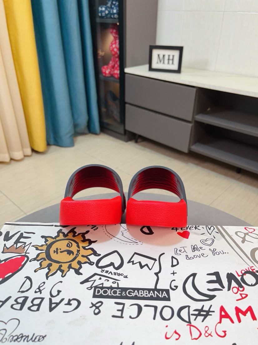 Dolce & Gabbana DG Men's Calfskin Puff Slides with Embossed Logo