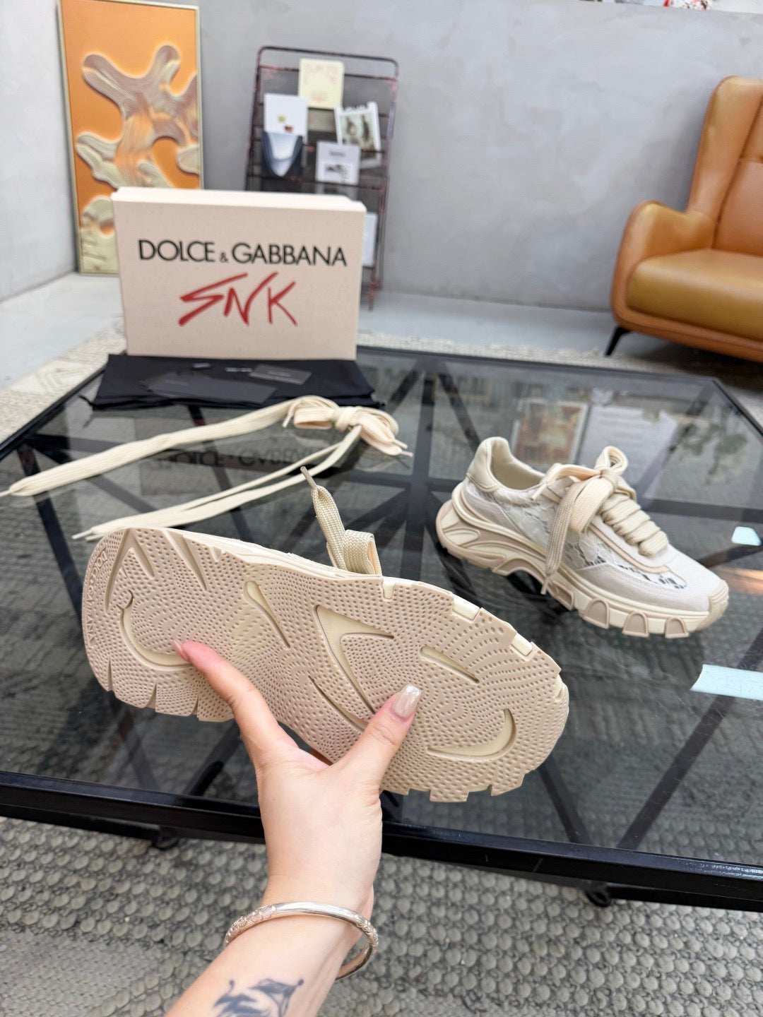 Dolce & Gabbana DG Couple's Oxford & Lace Sneakers
