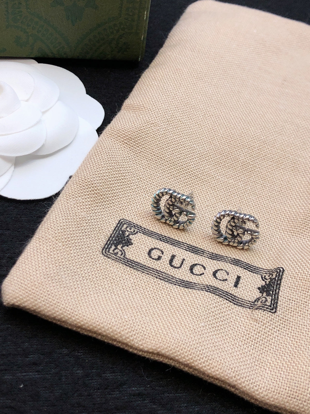 yellow sterling silver double c Stud Earrings for women - alternate angle view 8