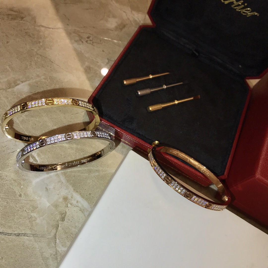 tricolor crystal unique Bangle for unisex couple - alternate angle view 2