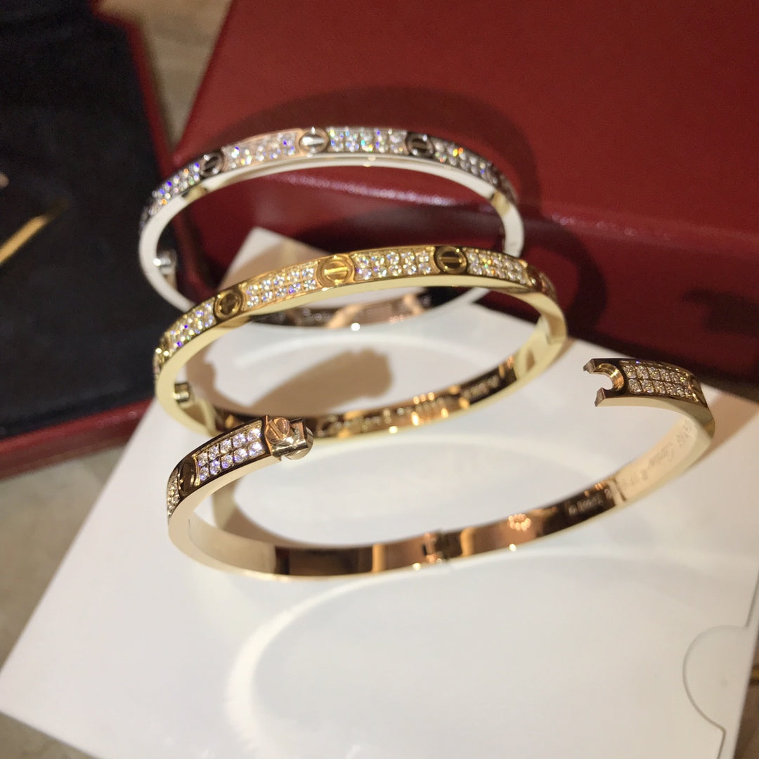 tricolor crystal unique Bangle for unisex couple - product detail view