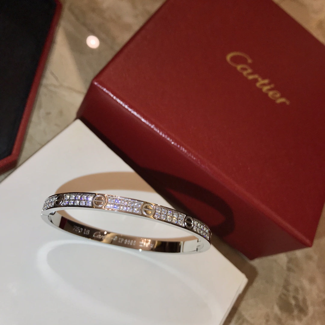 tricolor crystal unique Bangle for unisex couple - alternate angle view 3